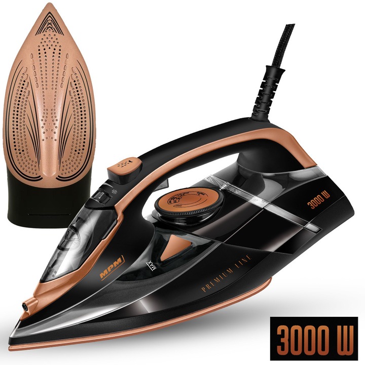 Fier de calcat cu abur MPM MZE-24/C, 3000W, 190g/min, ceramica, sistem anti-picurare