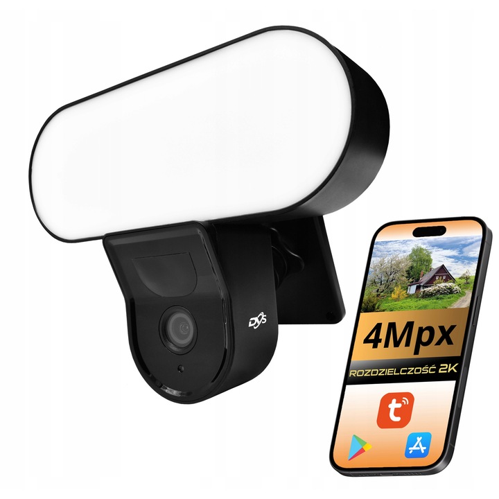 Camera WiFi DVS 4Mpx cu iluminare IR + LED, montare rapida, alimentare USB, dimensiuni 179.6x146.5x119.1mm