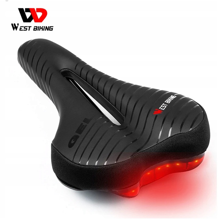 Siodelko bicicleta cu iluminare, West Biking, WB-01, negru, 150x270mm, set cu baterie CR2032