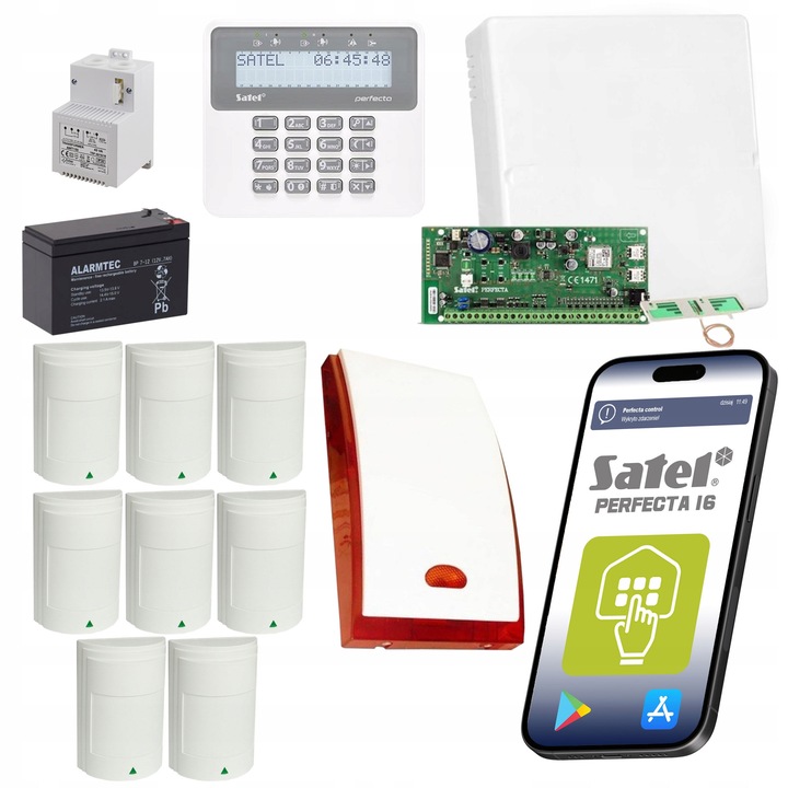 Sistem alarmat pentru acasa, Satel PERFECTA 16 SET-A, 8 senzori Paradox, GSM, aplicatie mobila