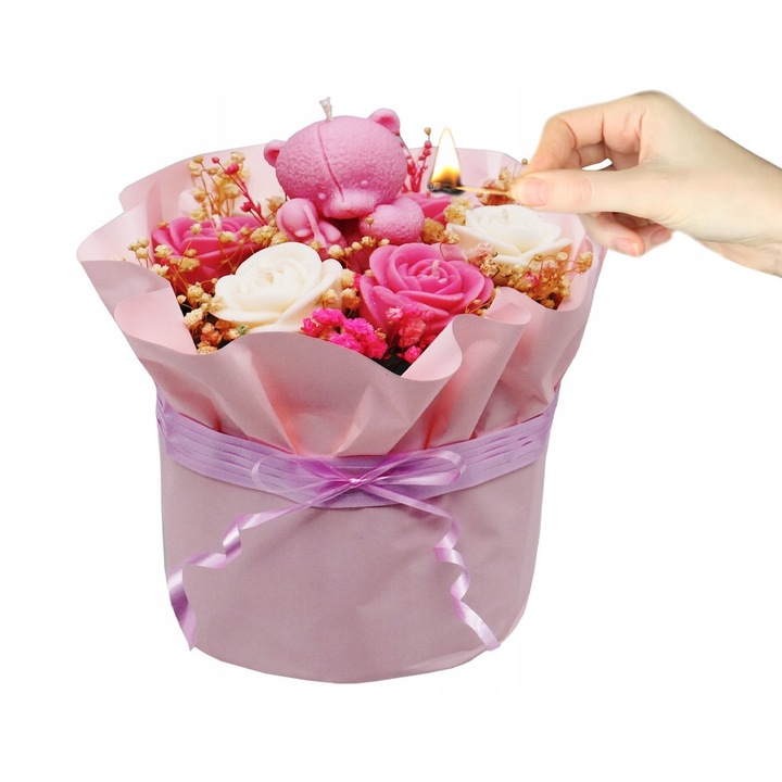 Set lumanari parfumate, 6 roz, mix arome lunari