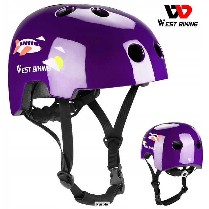 West Biking BMX gyermek védősisak, lila, 56-60cm, 11 szellőzőnyílás, 229g