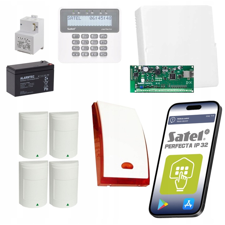 Комплект аларма за дома Satel PERFECTA-IP 32, 4 сензора Paradox, IP комуникация, непрекъсната защита