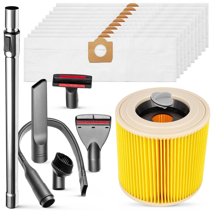 Set 10 bucati filtre pentru aspirator Workshop, Filterlux, compatibile cu Karcher WD2 WD3 SE3001