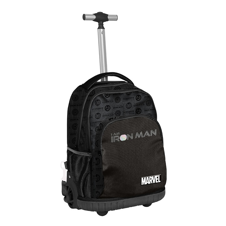 BeUniq Iron Man gurulós hátizsák, 2 rekeszes, fekete, 49x33x20cm