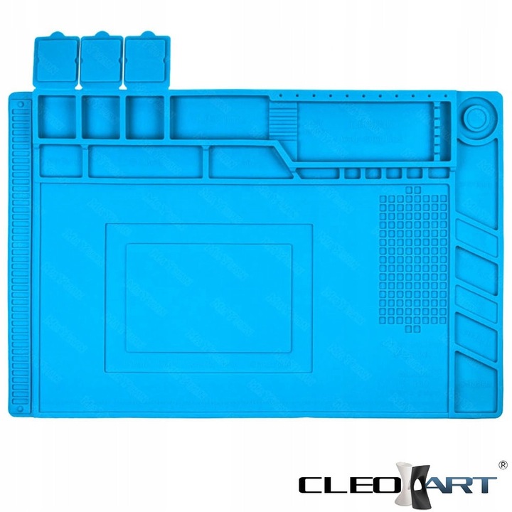 Covoras de silicon de service pentru lipit, Cleo Art, 4 compartimente magnetice, 30x45cm