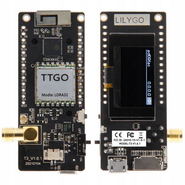 Modul LoRa32, ESP32, comunicare MESH, 433MHz, OLED 0.96", 65x27mm, set cu cablu de alimentare