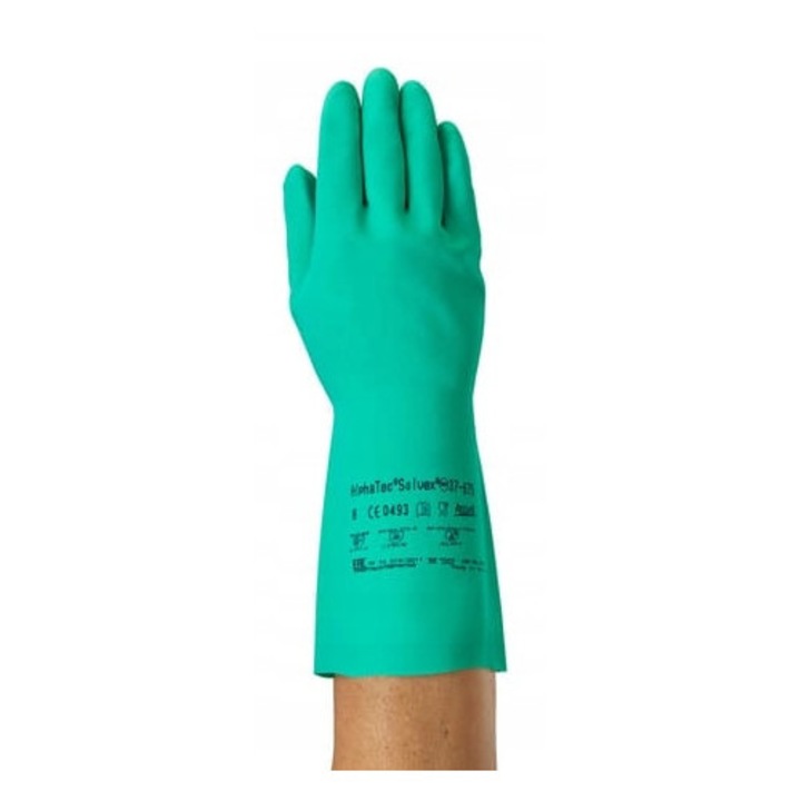 Manusi protectie Ansell AlphaTec 37-675, rezistenta chimica, din nitril, verde, 2XL