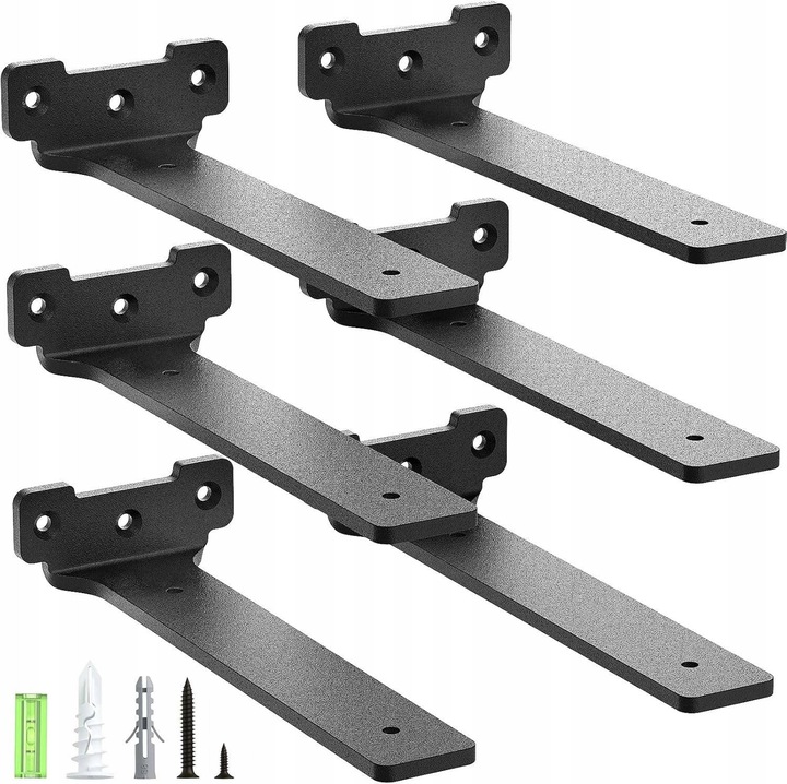 Suport rafturi metalic, 20cm, set 6 bucati, capacitate 70kg, negru