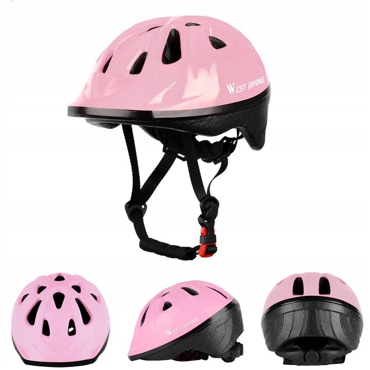 West Biking gyermek védősisak, rózsaszín, 52-56cm, nagyon könnyű, 12 szellőzőnyílás