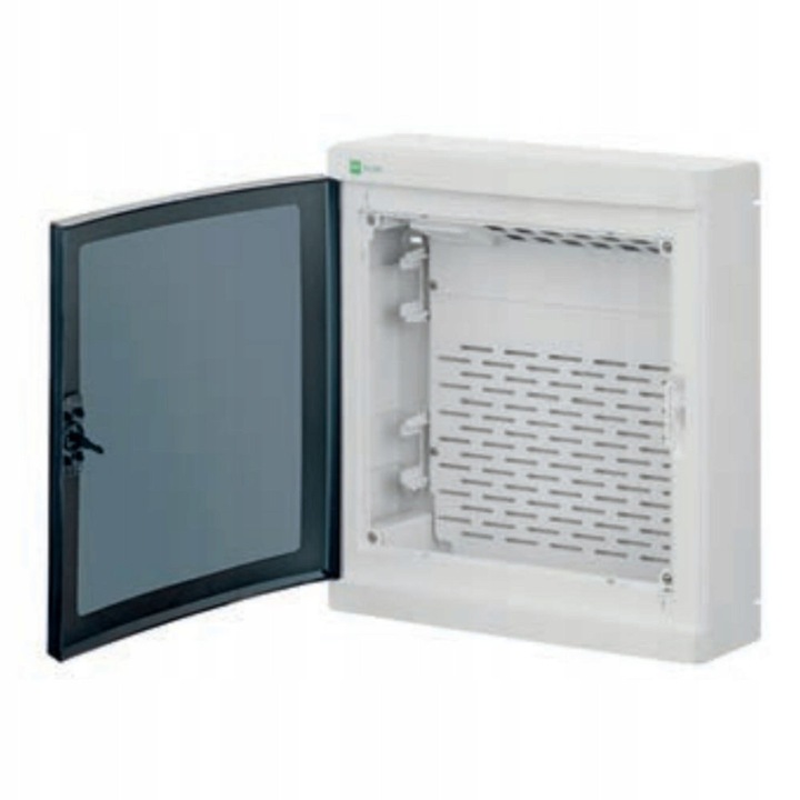 Cutie de distributie multimedia 2x12, Elektro-Plast, alb, dimensiuni 31x35x10cm, usa transparenta fumurie