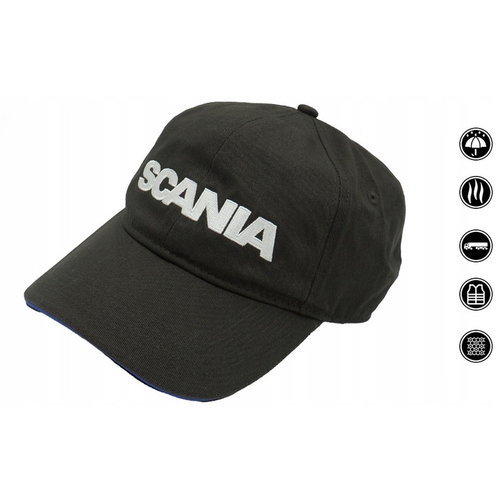 Caciula de sofer Scania, 100% bumbac organic, gri inchis, marime universala