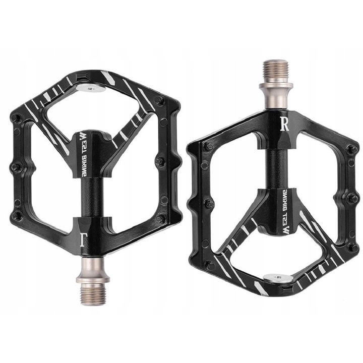 Pedale bicicleta, West Biking, aluminiu, 3 rulmenti, negru, 9/16"