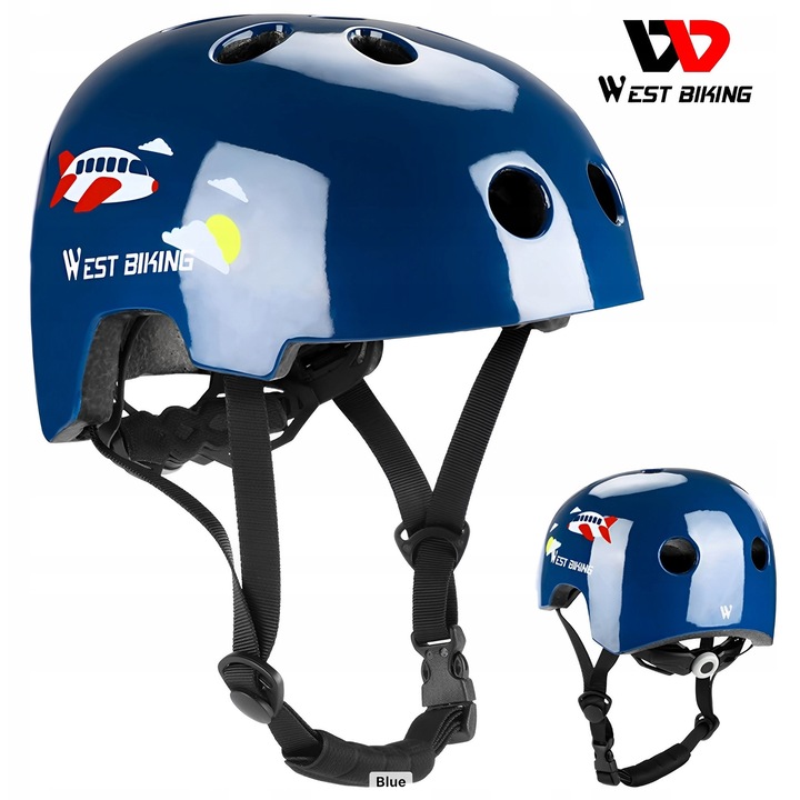 Gyermek védősisak, West Biking, BMX, kék, 56-60cm, 11 szellőzőnyílás, nagyon könnyű