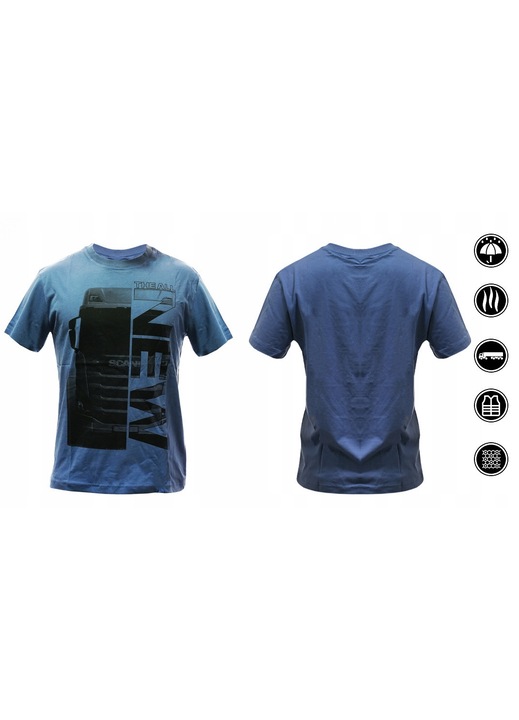 Tricou barbati, Scania, All The Heavy, albastru, 100% bumbac organic, set cu tricou original, 2XL INTL