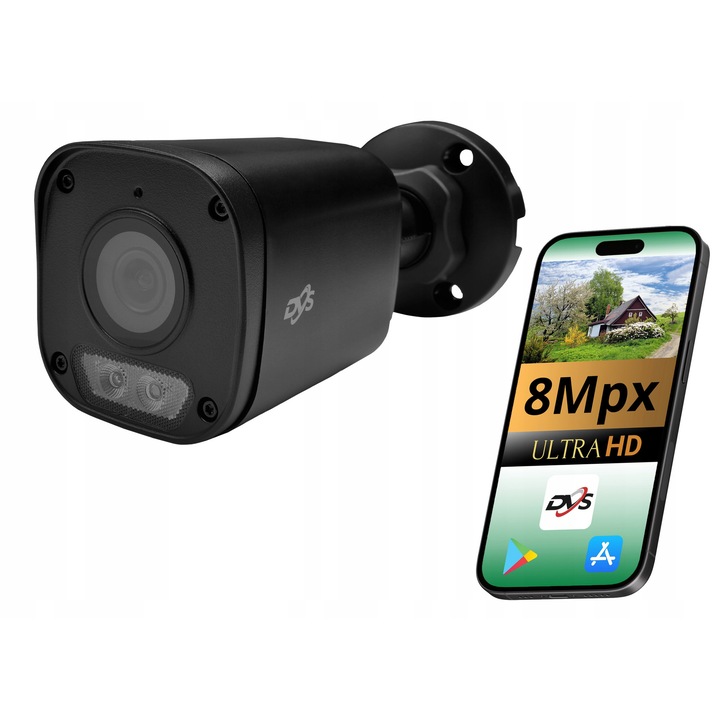 Camera de supraveghere IP DVS-LightLine 8MP 4K, nocturna color, alimentare PoE, IP67