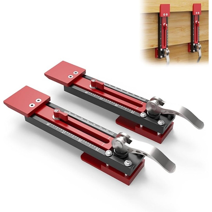 Zacsc regulabil pentru lemn, M-import, set 2 bucati, aluminiu si otel, mecanism de blocare cu levier