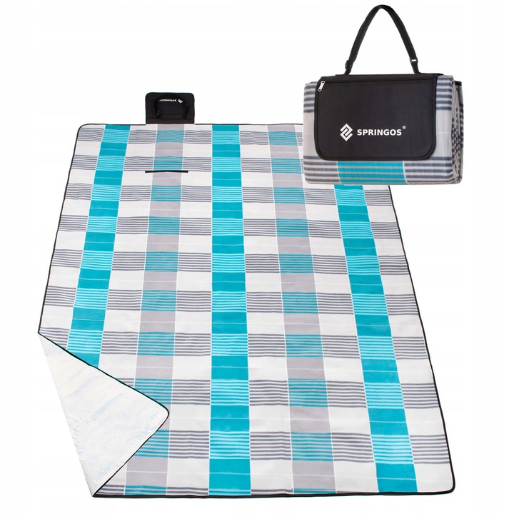 Patura picnic Springos 300x200cm, polar, impermeabil, model cu carouri