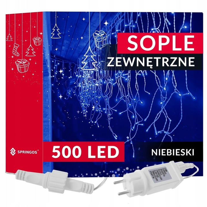 2x SOPLE 500 LED szett, Springos, 20m, fehér, 8 világítási mód, memória funkció, IP44