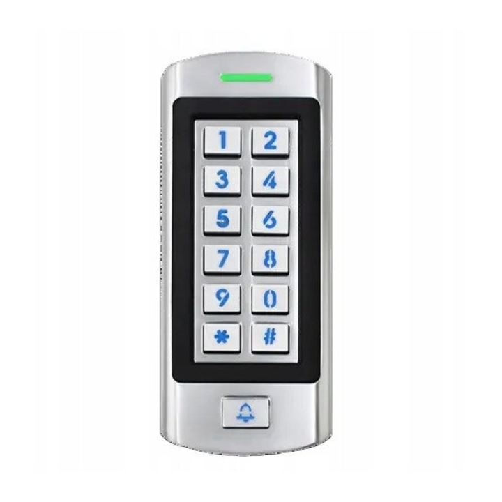 FORCE KPB-1CH-S beléptető billentyűzet, PIN és RFID kártyák, IP66 vízálló, 13,6x5,6x2,5cm, ezüst
