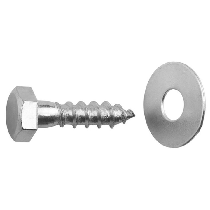 Holsuruburi cu cap hexagonal Connex 10x40 mm cu saiba DIN571 otel zincat, 20 bucati, pentru lemn