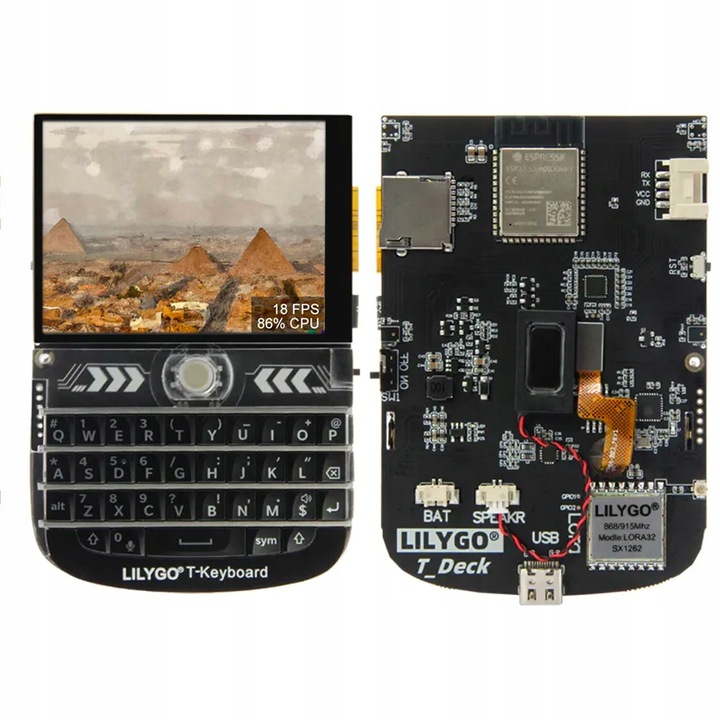 Modul T-Deck, Elektroweb, ESP32-S3, LoRa SX1262, LCD colorat 2.8", 100x68x11mm, negru