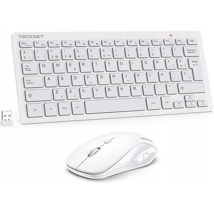 Set tastatura si mouse wireless TECKNET, 2.4GHz, compact, 3 niveluri DPI, negru