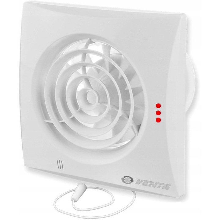 Ventilator de baie Vents Quiet 125, 185m³/h, 32dB, IP45, cu intrerupator snur