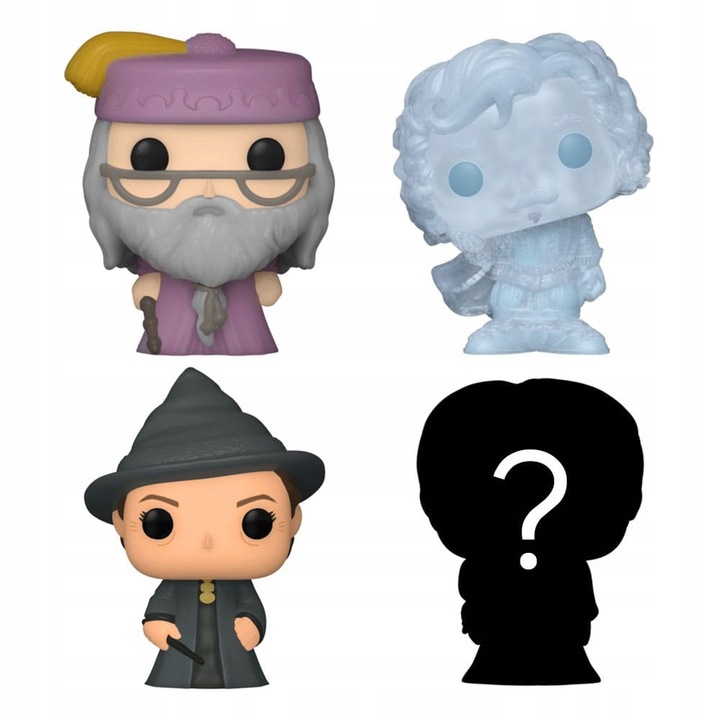 Figurine Funko Bitty Pop! Harry Potter, set 4 piese, Albus Dumbledore, Nearly Headless Nick, Minerva McGonagall, 2,5cm