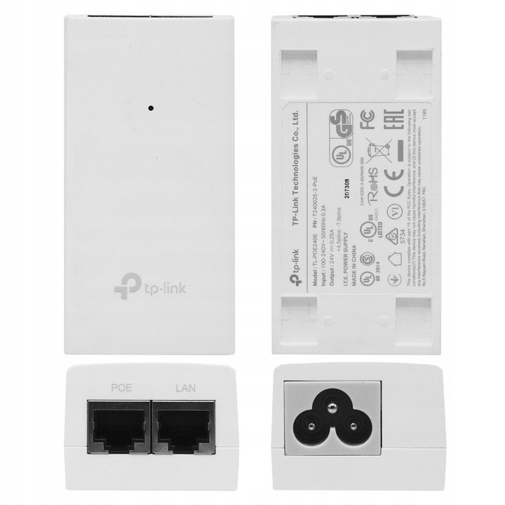 Adaptor PoE pasiv TP-LINK TL-POE2412G, 24V, 0.25A, alb