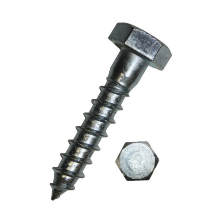 Holsuruburi cu cap hexagonal Connex 8x100 mm DIN571 otel zincat, 34 bucati, pentru lemn
