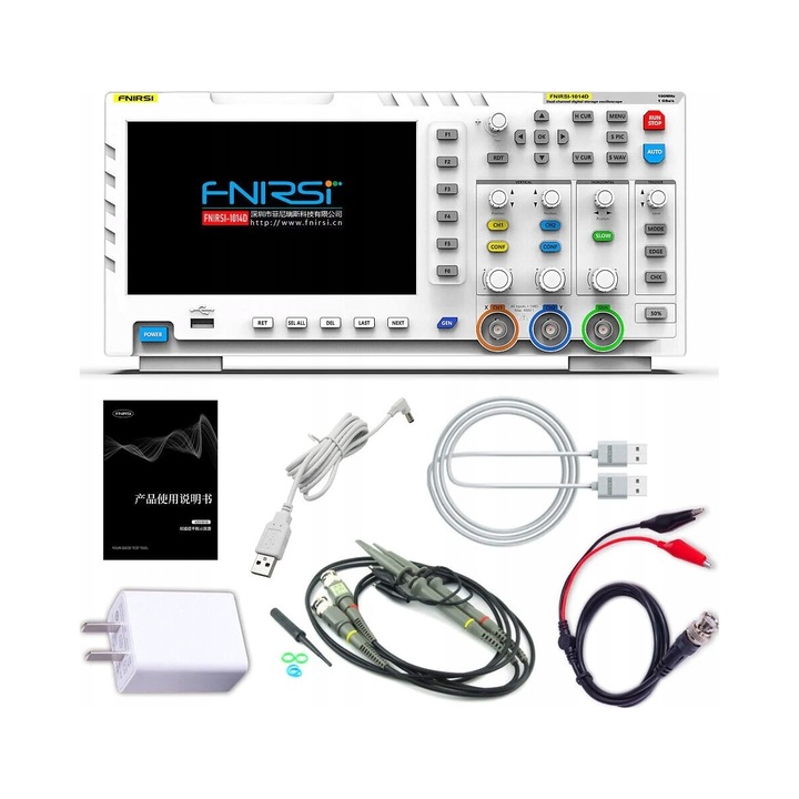 Osciloscop digital 2 in 1 FNIRSI-1014D, 100MHz, generator DDS, 7 inch, portabil