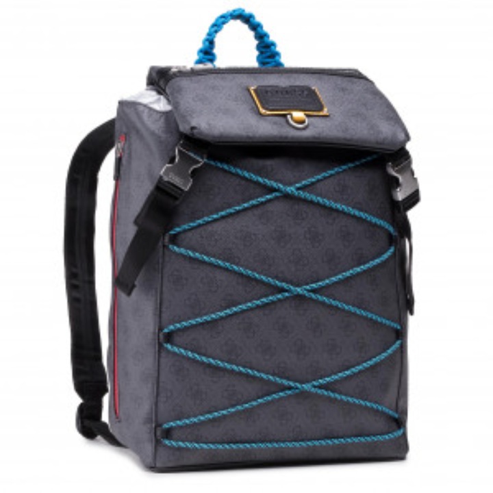 Guess, Salameda, Polyester, Textile Backpack, Blue, Laptop Compartiment, Pentru barbati, 14 x 11.5 x 5.5 cm