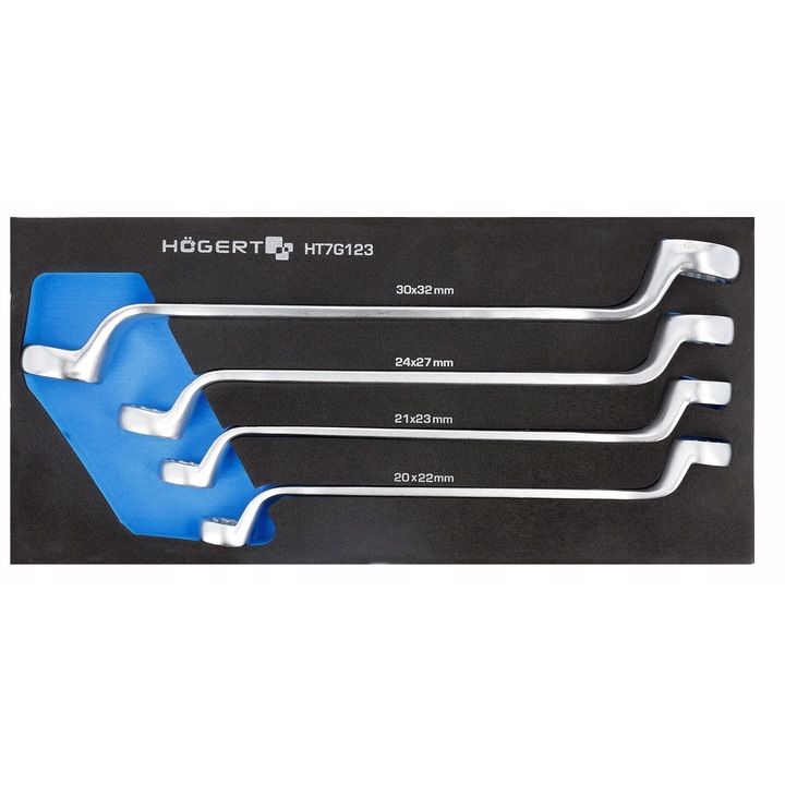 Set 4 chei inelare Hoegert Technik, otel crom-vanadiu, mat, 180x395mm
