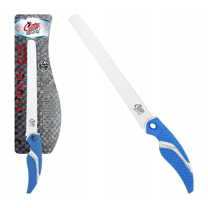 Cutit cu lama zimtata Cuda 23cm, otel inoxidabil, maner ergonomic, rezistent la coroziune