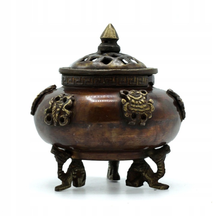 Arzator de tamaie tibetan cu 6 simboluri budiste, Ancient Wisdom, India, 10x10x15cm