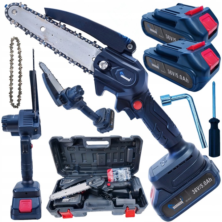 Fierastrau cu lant electric Ondragon 6", 2 acumulatori 36V 5000mAh, set complet