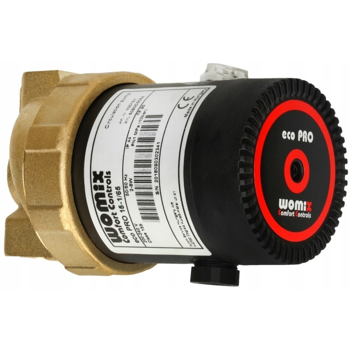 Pompa circulatie apa calda Womix eco PRO, 8W, 1m/h, 200-240V, 65mm, mosiadz, inox, ceramica, 0,75kg