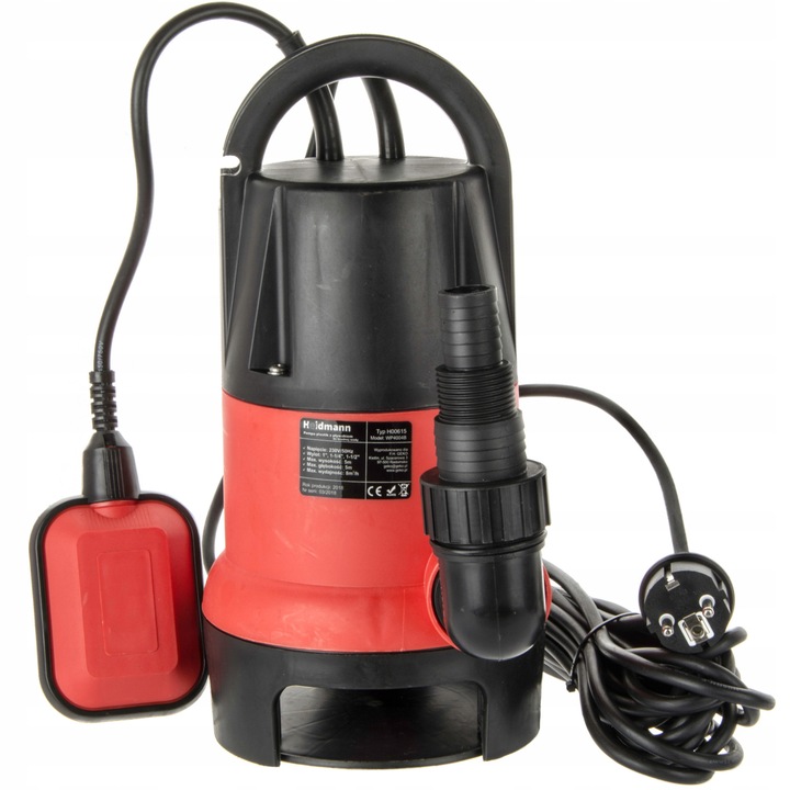 Pompa de apa cu plutitor pentru apa murdara, Heidmann, 1600W, 8000 l/h, 5m adancime, 1" - 1-1/2"