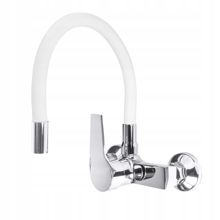 Санитарен смесител Gamma, модел Gietka, гъвкав чучур, лъскав хром/черен, 150мм