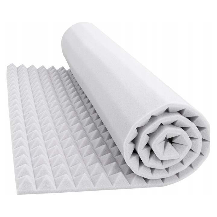 Panel acustic Bitmat Piramida 200x100cm, grosime 4cm, colorat in gri deschis, fara adeziv