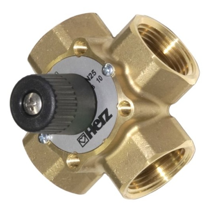 Négyutas keverőszelep DN 32 5/4'' Herz, maximális hőmérséklet 120°C, névleges nyomás PN 10
