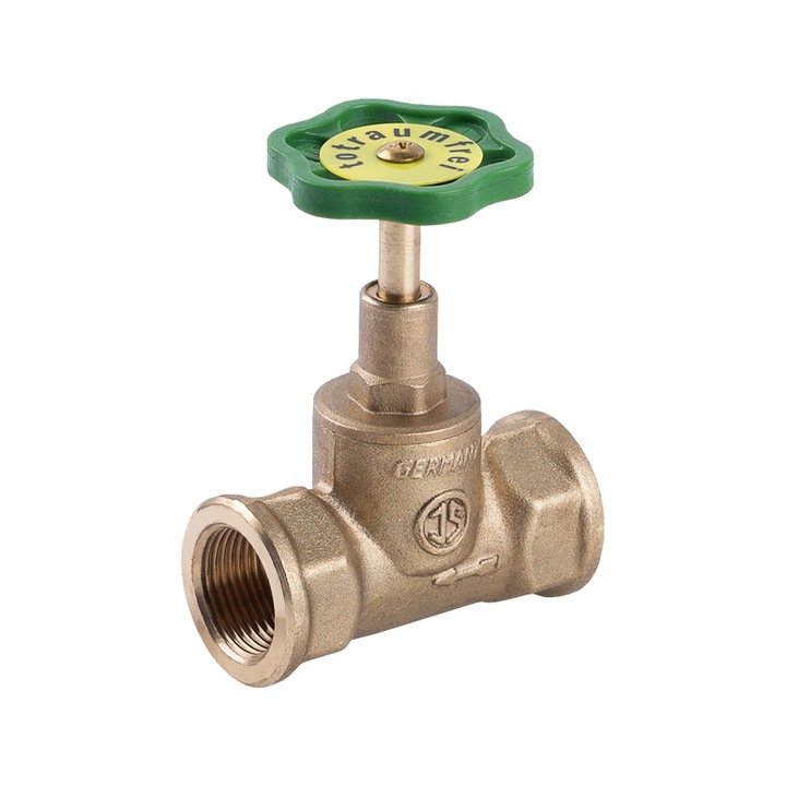 Elzáró csap, 3/4", szelep nélkül, zöld poliamid fogantyúk, 2 csatlakozás, 74mm