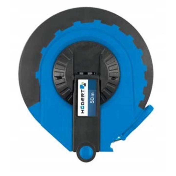 Tasma masuratoare Hoegert, 50m, latime 15mm, grosime 0,5mm, rezistenta la uzura, cu manivela