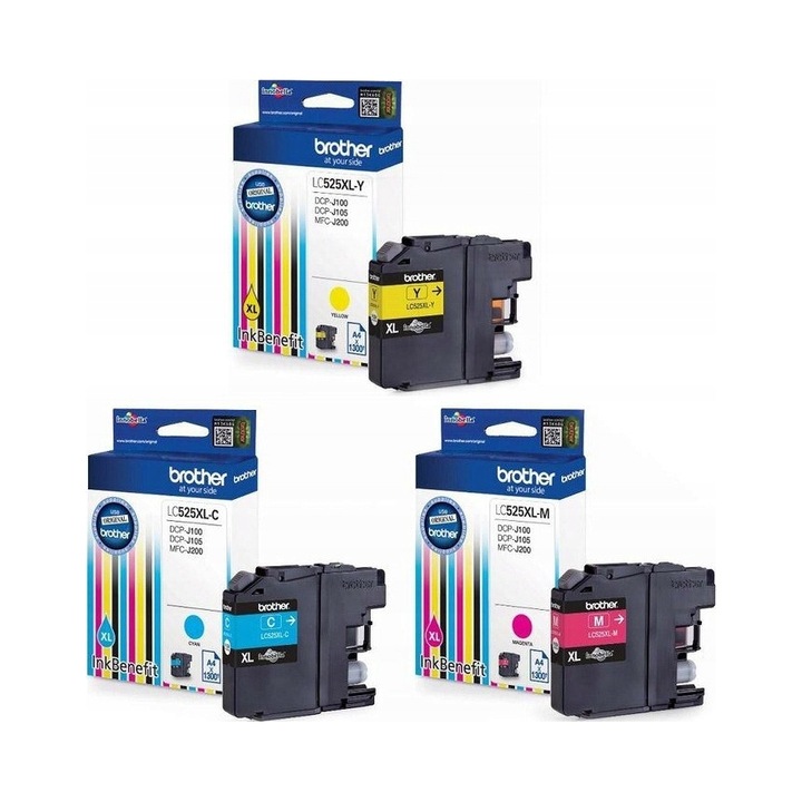 Brother LC529XL BK, LC525XL C, M, Y eredeti tintapatron készlet, 4 db, 2400x1300 oldal, fekete + 3 szín