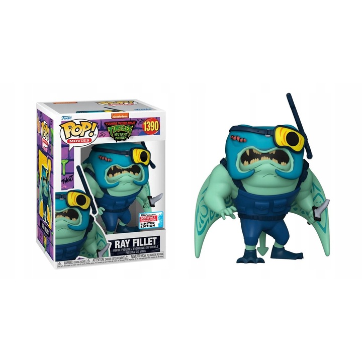 Figurina Funko POP Teenage Mutant Ninja Turtles 1390 Ray Fillet, editie limitata, 9cm, multicolor, set colectie
