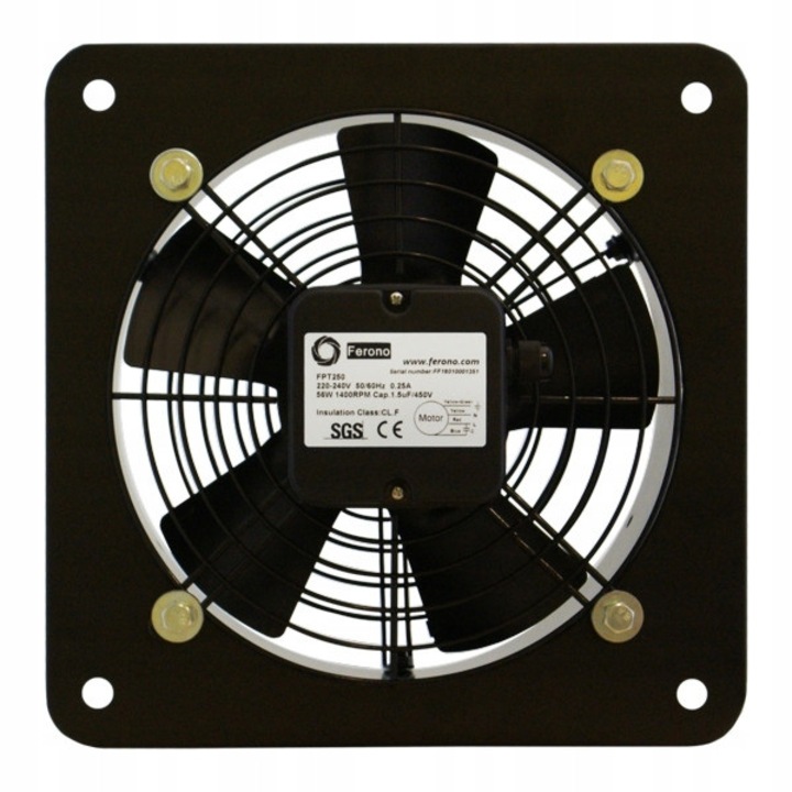 Ferono FPT250 axiális ventilátor, 250mm, 1770m/h, fém, IP44, falra szerelhető, készletben kapható