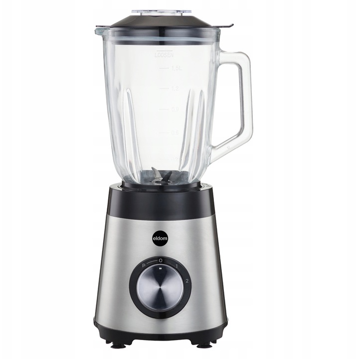 Blender 2w1 Eldom, 600ml, 2L, inox, sticla, 1700W, PULSE