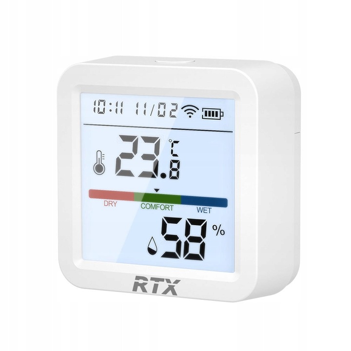Centrala WiFi RTX, senzor temperatura si umiditate, alarma, LCD, 56x56x23mm, set complet
