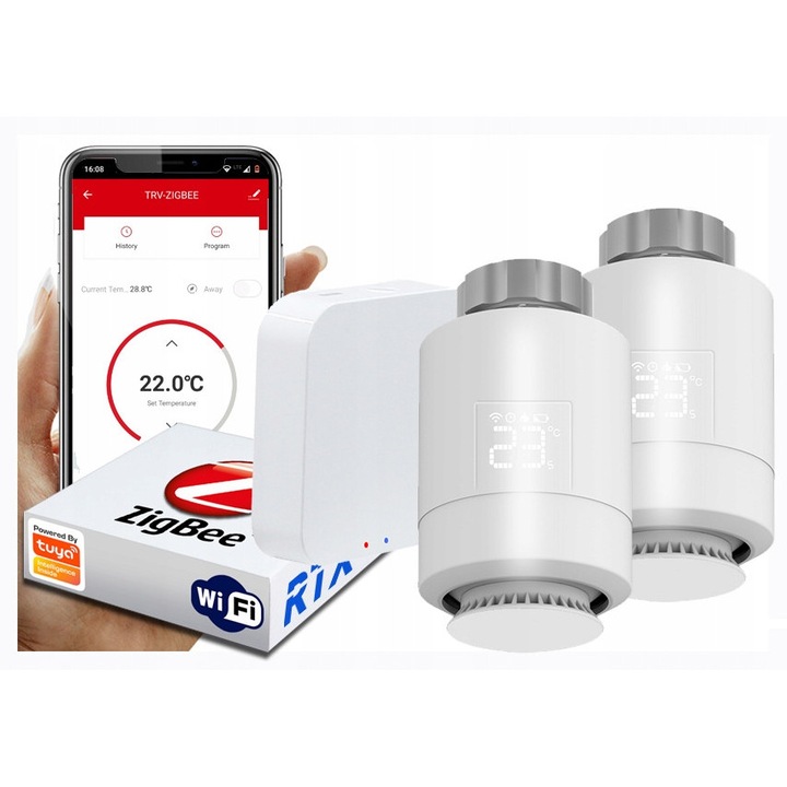 2 db ZigBee WiFi termosztát készlet, Tuya átjáró, 5-30°C, 55x94mm